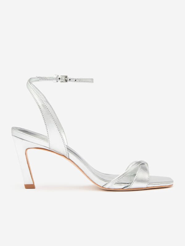 Gianna Heeled Sandal - Silver Leather